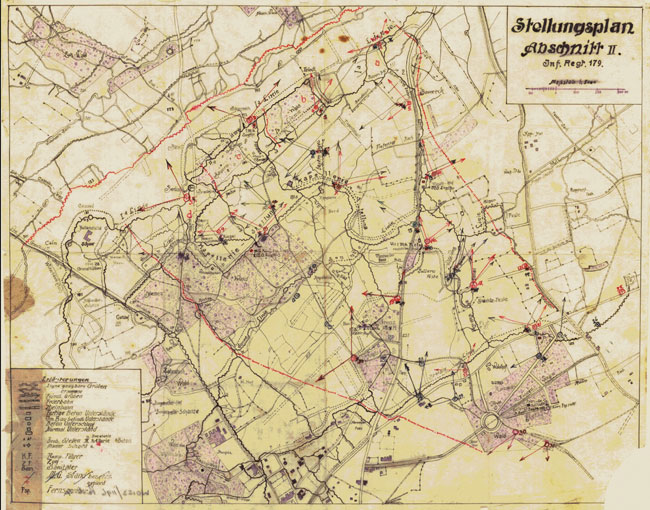 Trench map of Wytschaete from the regimental history of Saxon IR 179 dated November 1916