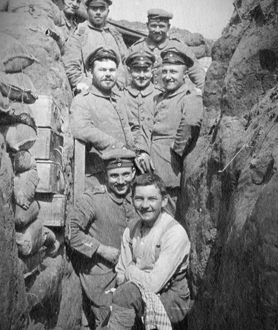 Some of Alexander's men in the trenches at Auchy in May 1915
