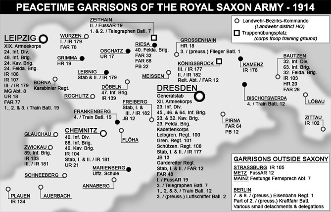 Peacetime garrisons of the Royal Saxon Army - 1914