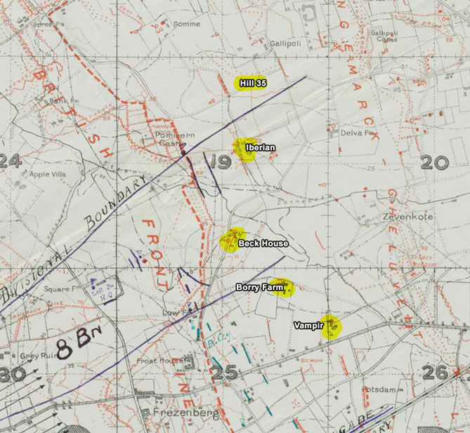 Objectives of Major General Mitford's 42nd Division north of Frezenberg in September 1917