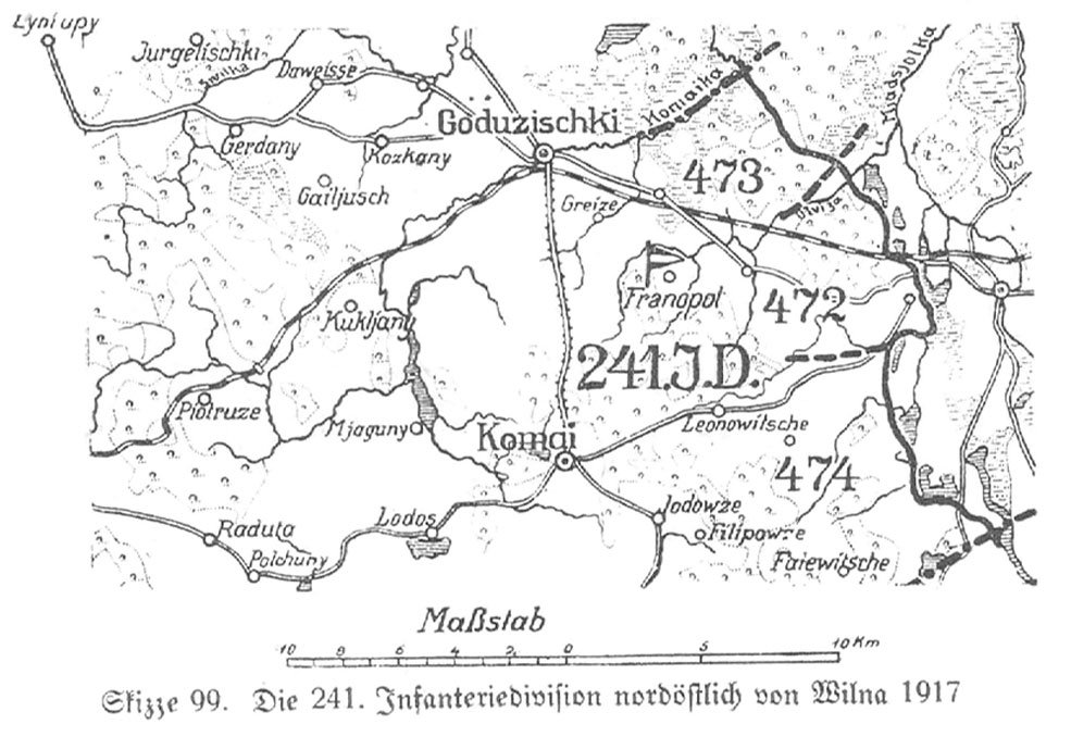 Map of the Postawy (Pastavy, Belarus) sector during the residence of 241.ID.