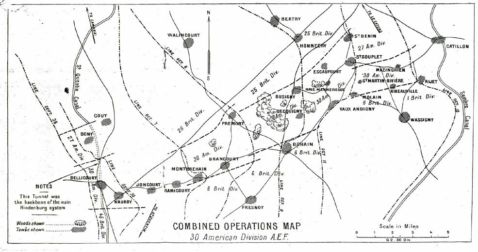 Advance of U.S. 30th Division in October 1918.