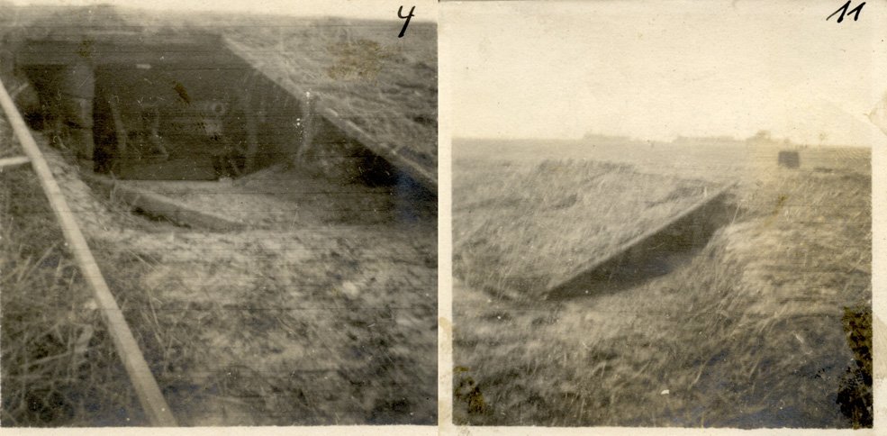 A well-camouflaged fire position for a 7.7cm FK 96 n.A. field gun of FAR 12 near Omiécourt on 3rd December 1916.