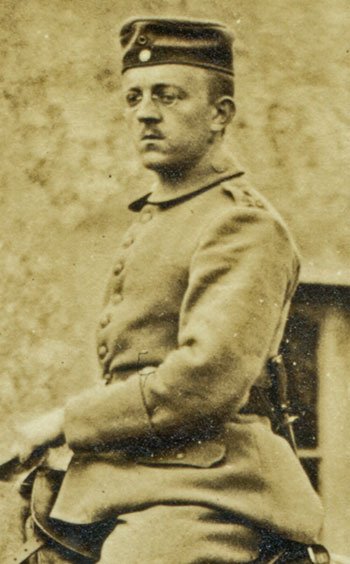 Arno on horseback in La-Ville-aux-Bois around July 1916