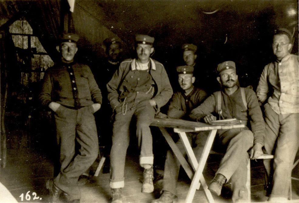 Arno and some of the men from his group photo, pictured inside what I believe to be one of the large tents in the chateau grounds