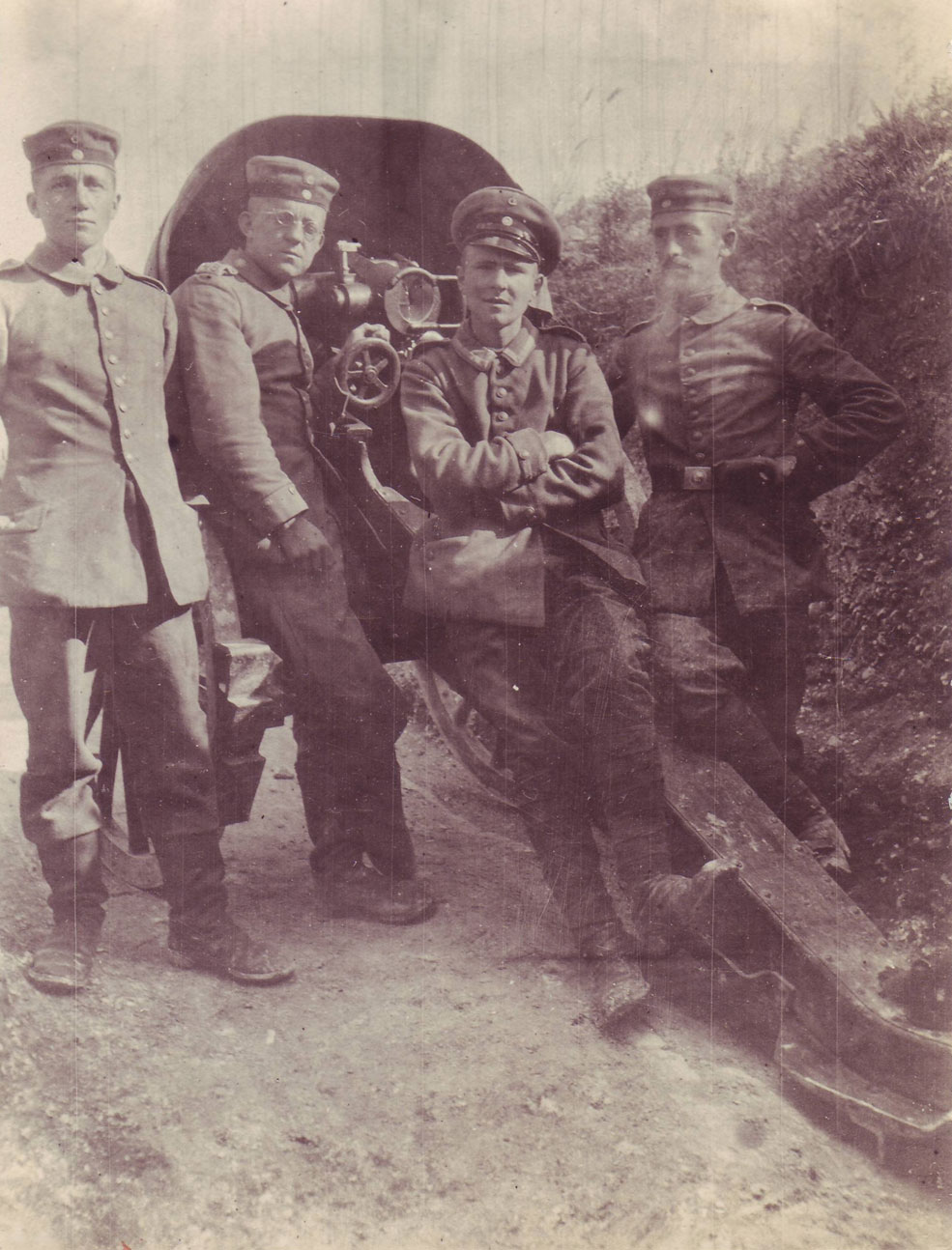 Arno, his Unteroffizier and comrades with a captured Belgian 57mm fortress gun