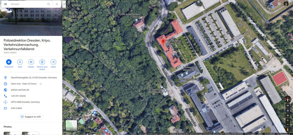 Present-day aerial view of the König-Georg-Kaserne from Google Maps