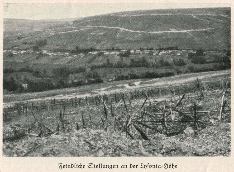 View from the Lysoniahöhe east of Brzezany, looking towards the Russian trench system.