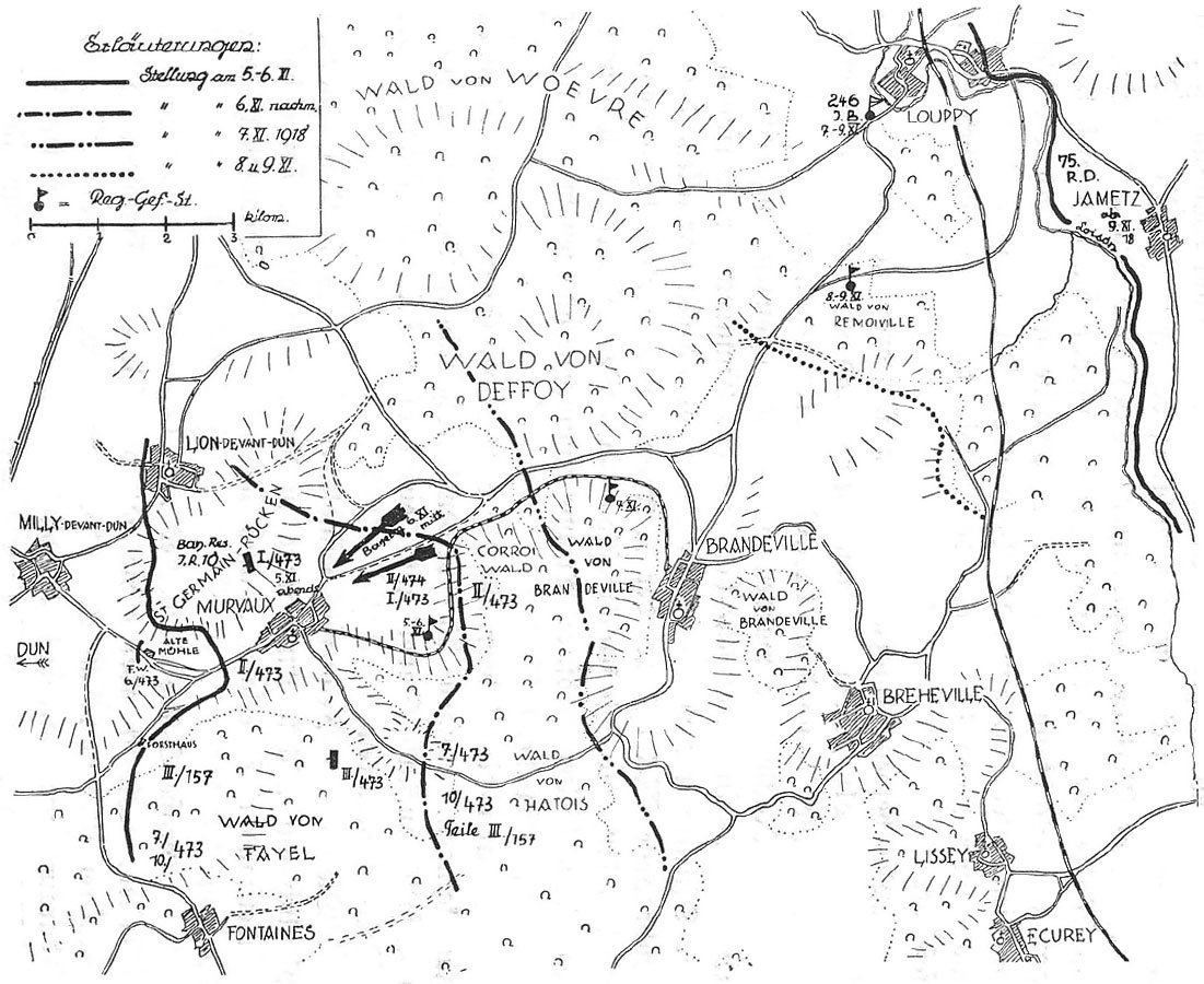 Map of the final action fought by 241.ID, taken from the regimental history of IR 473.