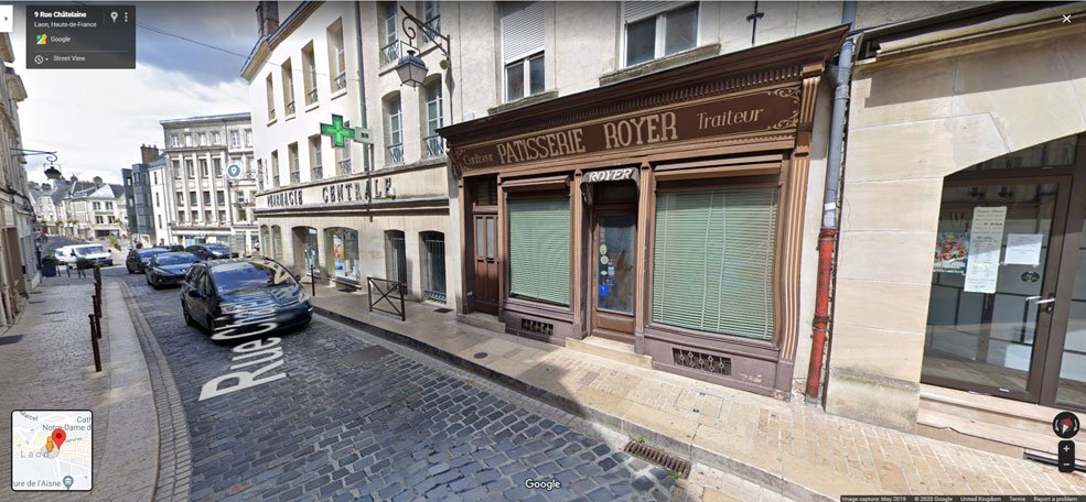 The exact location of the above photo on the Rue Châtelaine in Laon.
