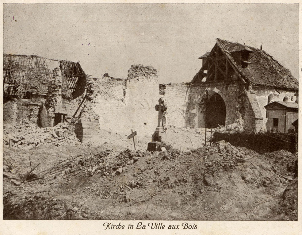 Commercial postcard of the church from 1915, revealing more of the devastated graveyard