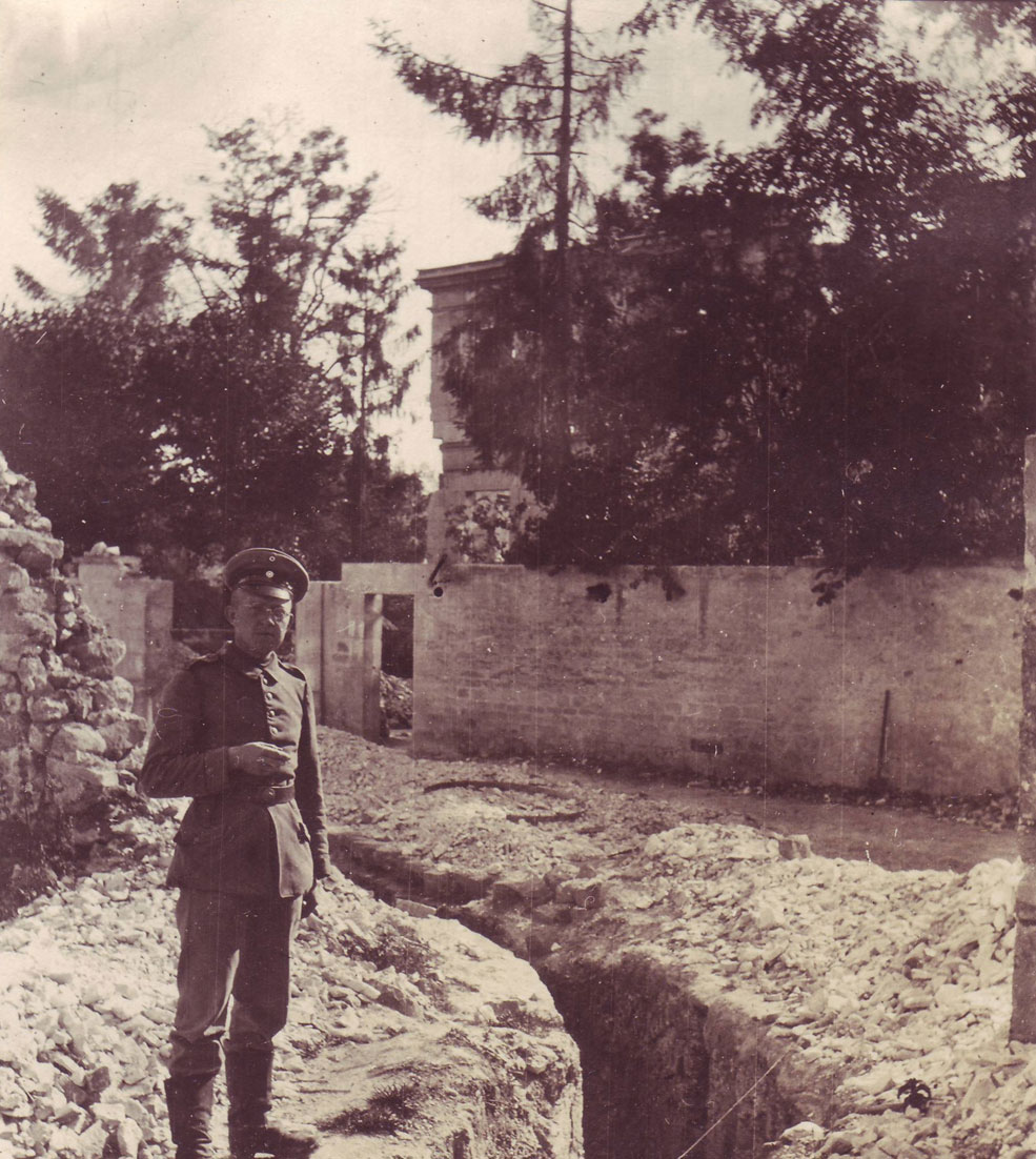 Undated photo of Arno in front of the eastern side of the chateau