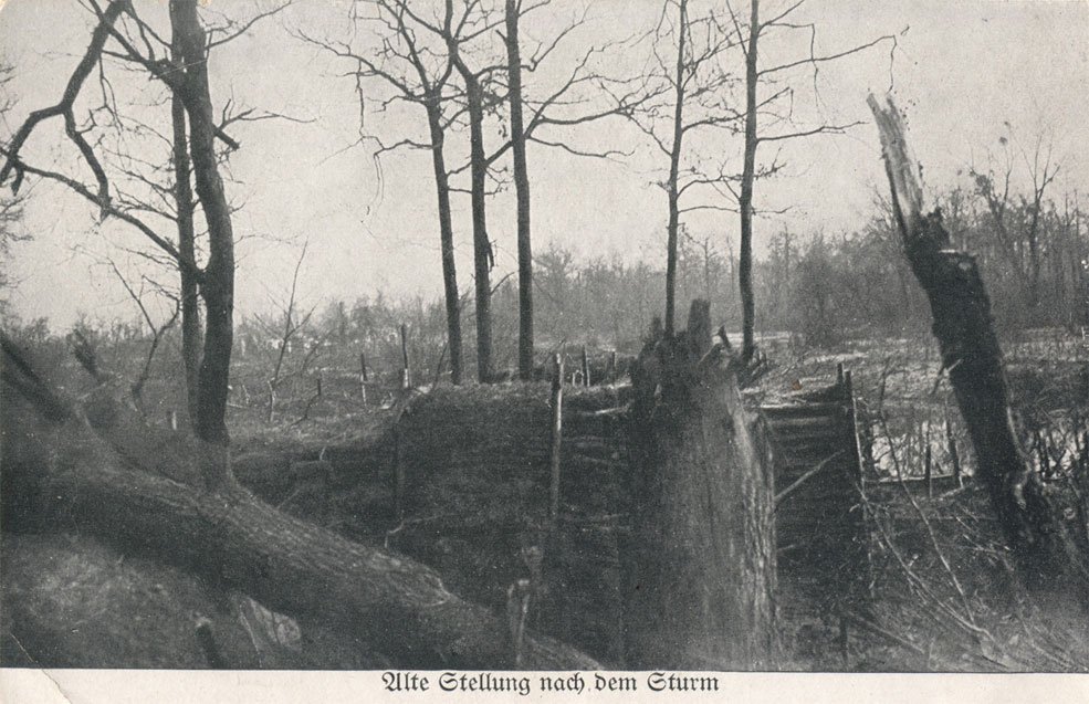 One of numerous commercial cards of the aftermath, in this case a view of the old German line.
