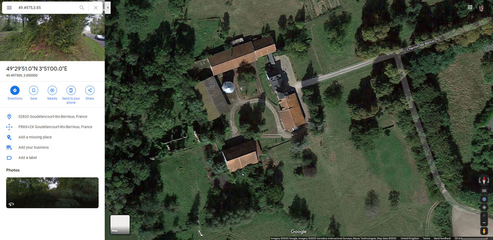 Satellite view of the chateau buildings and grounds