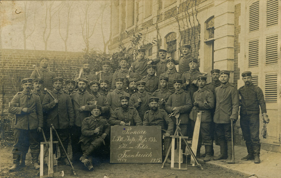 Infanterie-Pioniere of I. Bataillon / IR 133 somewhere behind the front early in 1915